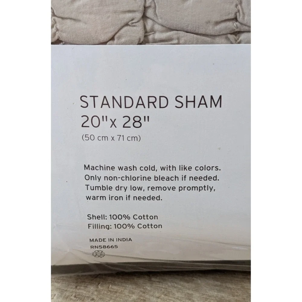 Nordstrom At Home Standard Pillow Sham Pucker Neutral Beige Tan (Set Of 2) NEW!
